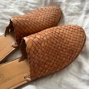 Mexican Sole huarache mules, brown